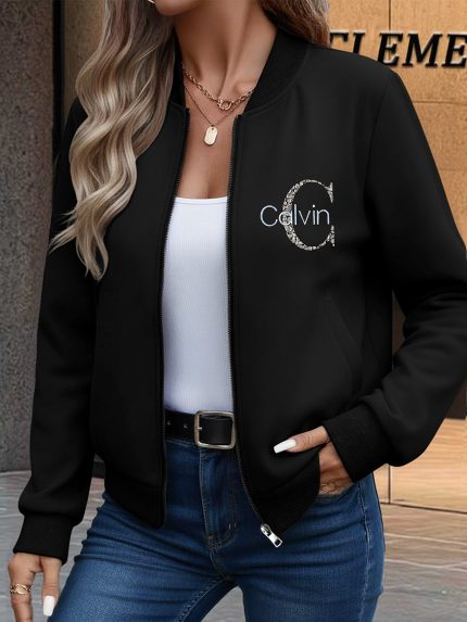New Autumn And Winter Women'S Round Neck Long Sleeve Casual Jacket, Machine Washable, Featuring a Soft And Stylish Exquisite Printed Long Sleeve Zip-Up Jacket - Perfect for Outdoor And Home Wear During The Fall And Winter